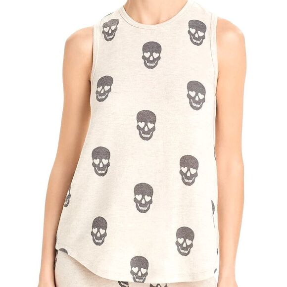 PJ Salvage Women's White Skull Graphic Lounge Racer Back Tank Top. Large. EUC - Picture 1 of 5